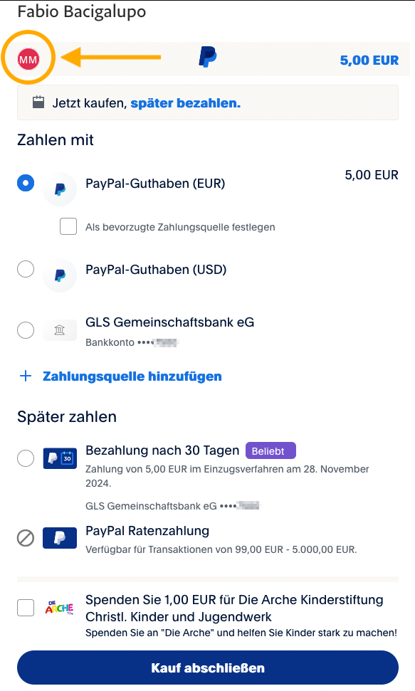PayPal Konto für Guthabenaufladungen ändern | podcaster.de